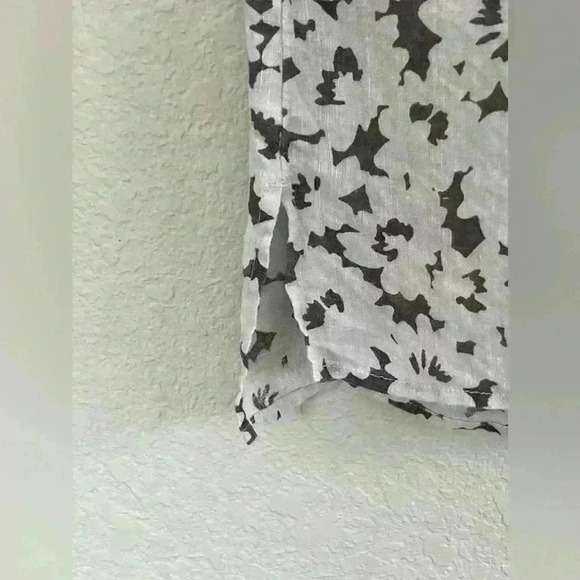 J Jill Love Linen Button Down Long Sleeve Gray Floral Shirt Women's Small Tall - Picture 6 of 11